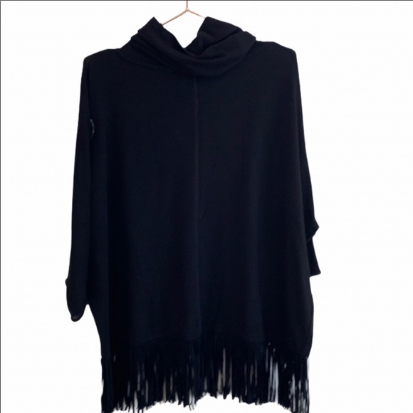 Black Faux Leather Fringe Boho Top Size XL - Picture 4 of 4